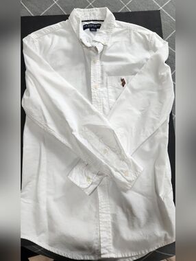 U.S. Polo Assn. White Long-Sleeve Button-Down Shirt Size s